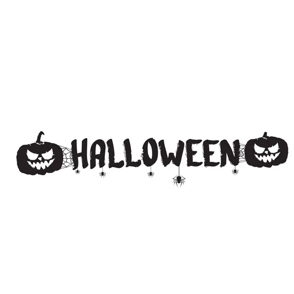 Счастливый Хэллоуин. Векторная каллиграфическая надпись на Хэллоуин со страшной тыквой, изолированной на белом — стоковый вектор