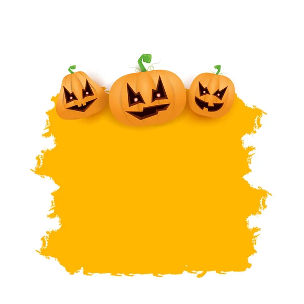 Halloween Web Grunge Banner oder Poster mit gruseligen Kürbissen auf weißem Hintergrund. flippige Kinder-Halloween-Banner mit Platz für Grußtext oder Verkauf — Stockvektor