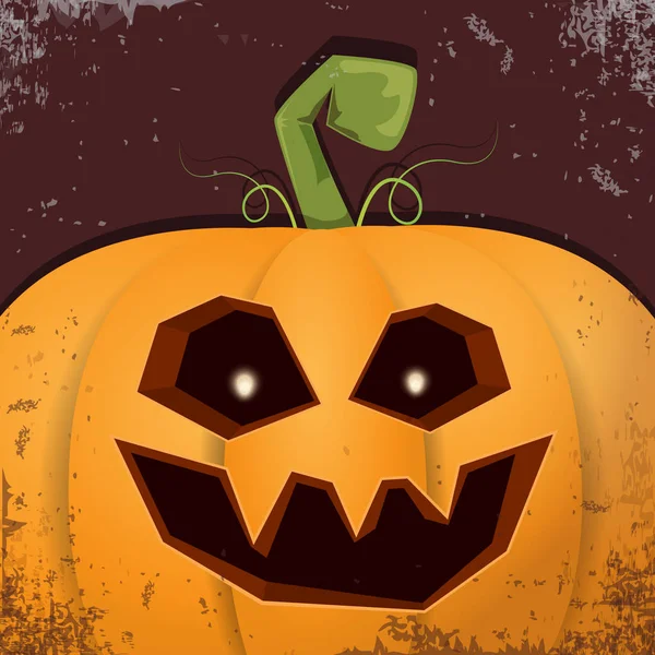 Zucca Halloween Con Faccia Sfondo Scuro Cartone Animato Vettoriale Illustrazione — Vettoriale Stock