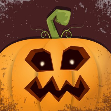 Cadılar Bayramı karikatür kabak koyu arka yüzünde ile. Jack-o-fener Cadılar Bayramı afiş ve posterler için içine karikatür çizim, oyulmuş kabak vektör