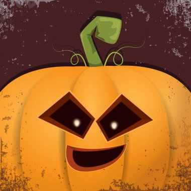 Cadılar Bayramı karikatür kabak koyu arka yüzünde ile. Jack-o-fener Cadılar Bayramı afiş ve posterler için içine karikatür çizim, oyulmuş kabak vektör