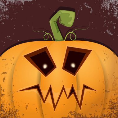 Cadılar Bayramı karikatür kabak koyu arka yüzünde ile. Jack-o-fener Cadılar Bayramı afiş ve posterler için içine karikatür çizim, oyulmuş kabak vektör