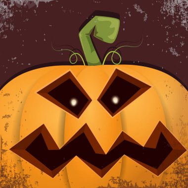 Cadılar Bayramı karikatür kabak koyu arka yüzünde ile. Jack-o-fener Cadılar Bayramı afiş ve posterler için içine karikatür çizim, oyulmuş kabak vektör