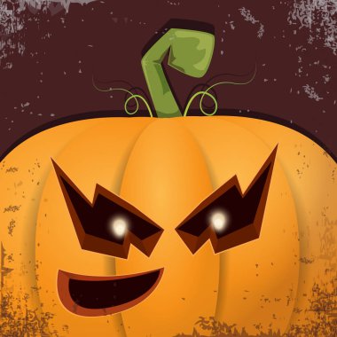 Cadılar Bayramı karikatür kabak koyu arka yüzünde ile. Jack-o-fener Cadılar Bayramı afiş ve posterler için içine karikatür çizim, oyulmuş kabak vektör