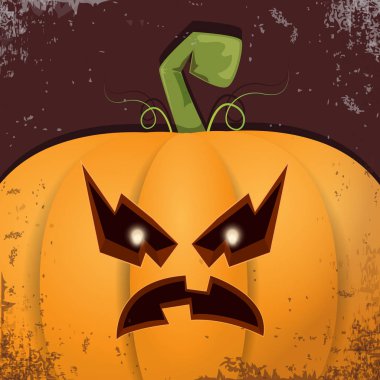 Cadılar Bayramı karikatür kabak koyu arka yüzünde ile. Jack-o-fener Cadılar Bayramı afiş ve posterler için içine karikatür çizim, oyulmuş kabak vektör