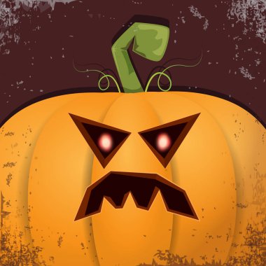 Cadılar Bayramı karikatür kabak koyu arka yüzünde ile. Jack-o-fener Cadılar Bayramı afiş ve posterler için içine karikatür çizim, oyulmuş kabak vektör