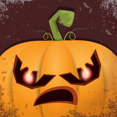 Cadılar Bayramı karikatür kabak koyu arka yüzünde ile. Jack-o-fener Cadılar Bayramı afiş ve posterler için içine karikatür çizim, oyulmuş kabak vektör
