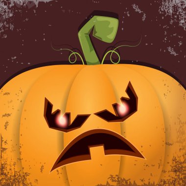 Cadılar Bayramı karikatür kabak koyu arka yüzünde ile. Jack-o-fener Cadılar Bayramı afiş ve posterler için içine karikatür çizim, oyulmuş kabak vektör