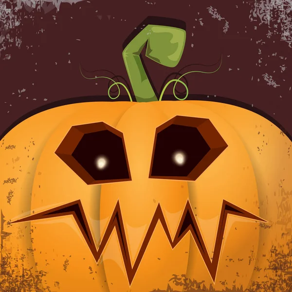 Cadılar Bayramı karikatür kabak koyu arka yüzünde ile. Jack-o-fener Cadılar Bayramı afiş ve posterler için içine karikatür çizim, oyulmuş kabak vektör