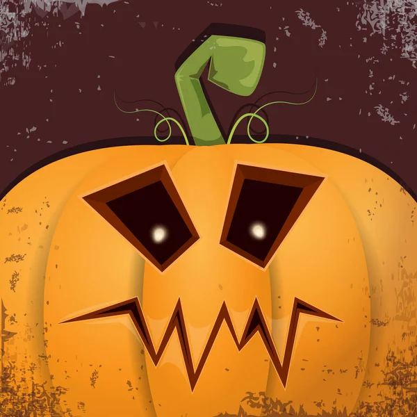 Cadılar Bayramı karikatür kabak koyu arka yüzünde ile. Jack-o-fener Cadılar Bayramı afiş ve posterler için içine karikatür çizim, oyulmuş kabak vektör