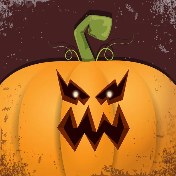 Cadılar Bayramı karikatür kabak koyu arka yüzünde ile. Jack-o-fener Cadılar Bayramı afiş ve posterler için içine karikatür çizim, oyulmuş kabak vektör