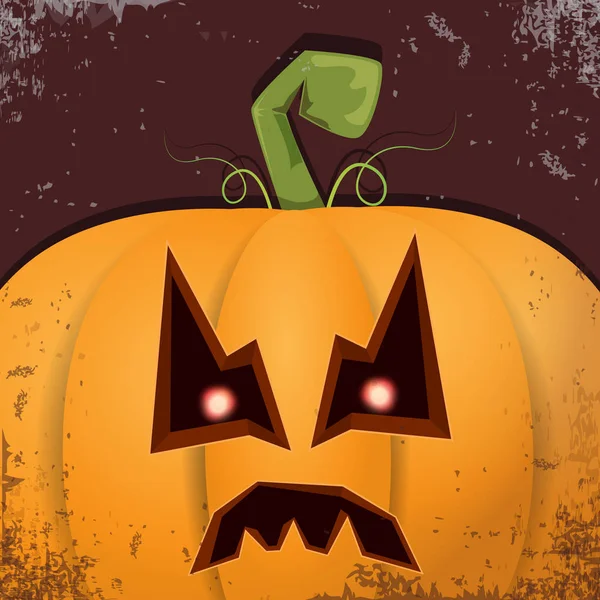 Хэллоуин мультяшная тыква с лицом на темном фоне. Векторная карикатура Иллюстрация резной тыквы на джек-о-фонариках для баннеров и плакатов на Хэллоуин — стоковый вектор