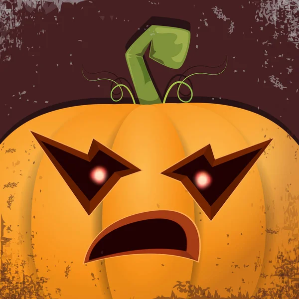 Cadılar Bayramı karikatür kabak koyu arka yüzünde ile. Jack-o-fener Cadılar Bayramı afiş ve posterler için içine karikatür çizim, oyulmuş kabak vektör