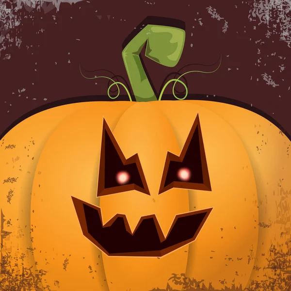 Хэллоуин мультяшная тыква с лицом на темном фоне. Векторная карикатура Иллюстрация резной тыквы на джек-о-фонариках для баннеров и плакатов на Хэллоуин — стоковый вектор