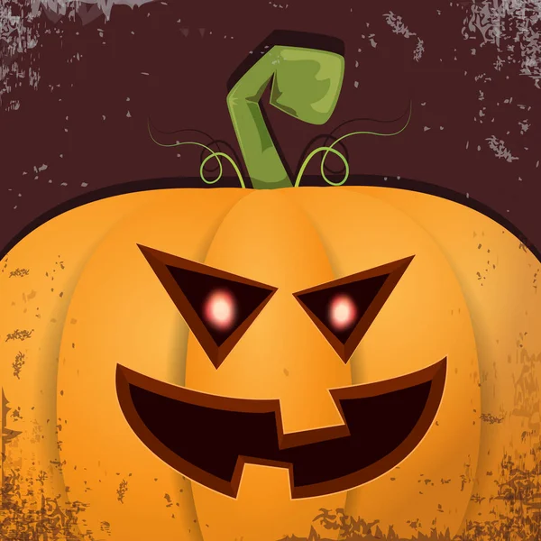 Cadılar Bayramı karikatür kabak koyu arka yüzünde ile. Jack-o-fener Cadılar Bayramı afiş ve posterler için içine karikatür çizim, oyulmuş kabak vektör