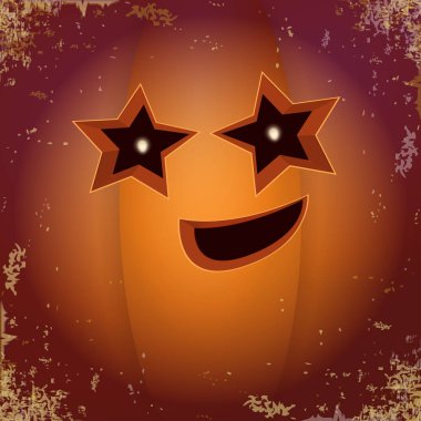 Cadılar Bayramı çizgi film korkutucu Kabak yüz ile. Jack-o-fener Cadılar Bayramı afiş ve posterler ve düzeni içine karikatür çizim, oyulmuş kabak vektör.