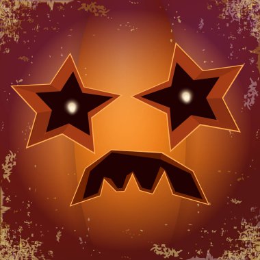 Cadılar Bayramı çizgi film korkutucu Kabak yüz ile. Jack-o-fener Cadılar Bayramı afiş ve posterler ve düzeni içine karikatür çizim, oyulmuş kabak vektör.