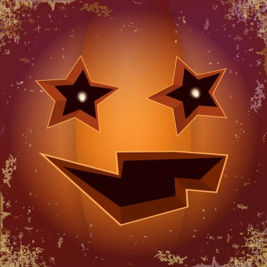 Cadılar Bayramı çizgi film korkutucu Kabak yüz ile. Jack-o-fener Cadılar Bayramı afiş ve posterler ve düzeni içine karikatür çizim, oyulmuş kabak vektör.