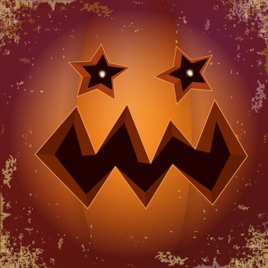 Cadılar Bayramı çizgi film korkutucu Kabak yüz ile. Jack-o-fener Cadılar Bayramı afiş ve posterler ve düzeni içine karikatür çizim, oyulmuş kabak vektör.