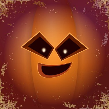 Cadılar Bayramı çizgi film korkutucu Kabak yüz ile. Jack-o-fener Cadılar Bayramı afiş ve posterler ve düzeni içine karikatür çizim, oyulmuş kabak vektör.