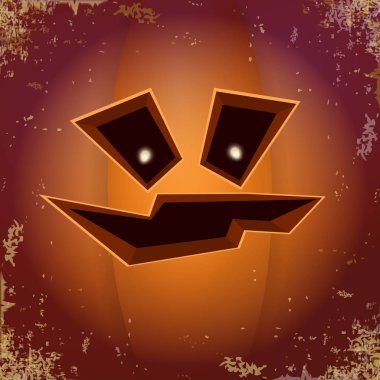 Cadılar Bayramı çizgi film korkutucu Kabak yüz ile. Jack-o-fener Cadılar Bayramı afiş ve posterler ve düzeni içine karikatür çizim, oyulmuş kabak vektör.