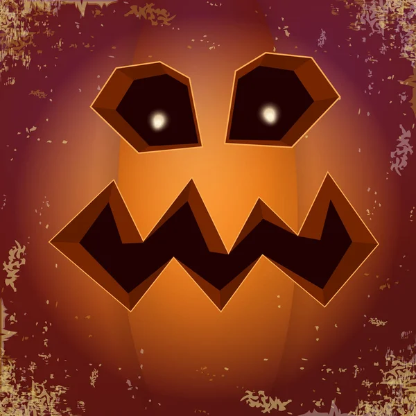 Halloween cartone animato zucca spaventosa con la faccia. Cartone animato vettoriale Illustrazione della zucca intagliata in jack-o-lanterne per banner e poster di Halloween e layout . — Vettoriale Stock