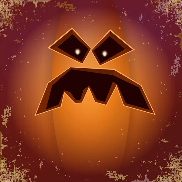 Halloween cartone animato zucca spaventosa con la faccia. Cartone animato vettoriale Illustrazione della zucca intagliata in jack-o-lanterne per banner e poster di Halloween e layout . — Vettoriale Stock