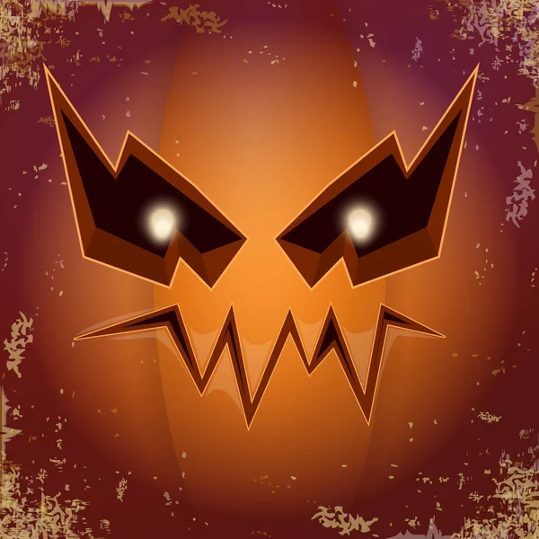 Halloween cartone animato zucca spaventosa con la faccia. Cartone animato vettoriale Illustrazione della zucca intagliata in jack-o-lanterne per banner e poster di Halloween e layout . — Vettoriale Stock