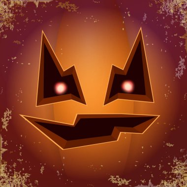 Cadılar Bayramı çizgi film korkutucu Kabak yüz ile. Jack-o-fener Cadılar Bayramı afiş ve posterler ve düzeni içine karikatür çizim, oyulmuş kabak vektör.