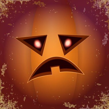 Cadılar Bayramı çizgi film korkutucu Kabak yüz ile. Jack-o-fener Cadılar Bayramı afiş ve posterler ve düzeni içine karikatür çizim, oyulmuş kabak vektör.