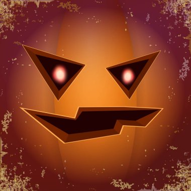 Cadılar Bayramı çizgi film korkutucu Kabak yüz ile. Jack-o-fener Cadılar Bayramı afiş ve posterler ve düzeni içine karikatür çizim, oyulmuş kabak vektör.