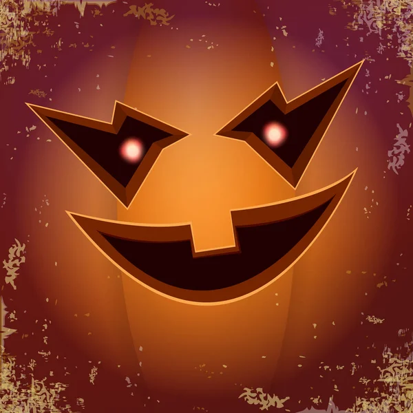 Halloween cartone animato zucca spaventosa con la faccia. Cartone animato vettoriale Illustrazione della zucca intagliata in jack-o-lanterne per banner e poster di Halloween e layout . — Vettoriale Stock