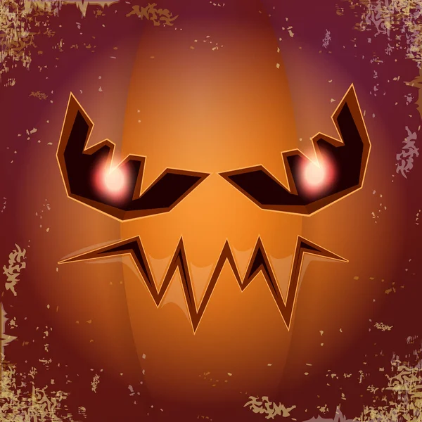 Halloween cartone animato zucca spaventosa con la faccia. Cartone animato vettoriale Illustrazione della zucca intagliata in jack-o-lanterne per banner e poster di Halloween e layout . — Vettoriale Stock