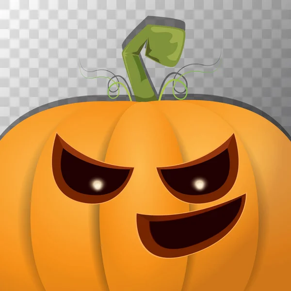 Halloween karikatúra tök arc-ra átlátszó háttér. Vektoros illusztráció faragott sütőtök rajzfilm a jack-o-lámpák a halloween transzparensek és plakátok — Stock Vector