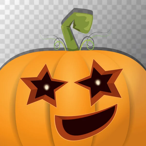 Halloween sarjakuva kurpitsa kasvot läpinäkyvällä taustalla. Vektori sarjakuva Kuva veistetty kurpitsa osaksi jack-o-lyhdyt halloween bannereita ja julisteita — vektorikuva