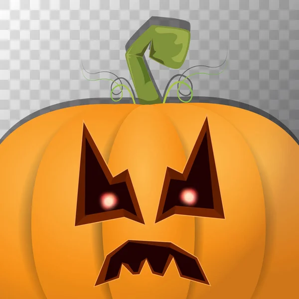 Halloween-Cartoon-Kürbis mit Gesicht auf transparentem Hintergrund. Vektor-Cartoon-Illustration des geschnitzten Kürbisses in Jack-o-Laternen für Halloween-Banner und -Poster — Stockvektor