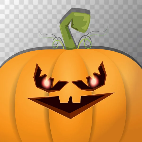 Хэллоуин мультяшная тыква с лицом на прозрачном фоне. Векторная карикатура Иллюстрация резной тыквы на джек-о-фонариках для баннеров и плакатов на Хэллоуин — стоковый вектор