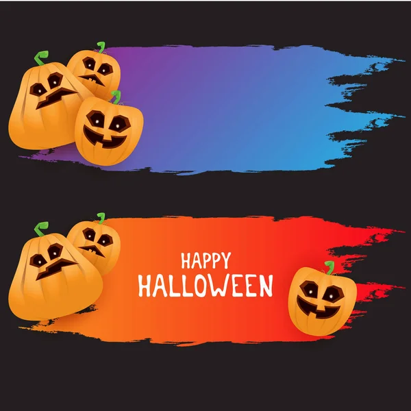 Halloween web fialové grunge nápis nebo plakát s strašidelné dýně Halloween izolované na černém pozadí. Funky děti Halloween ultra violet nápis s prostorem pro pozdrav text nebo prodej — Stockový vektor