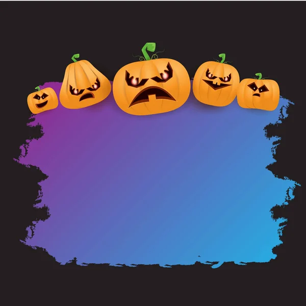 Grunge Halloween Fialový Nápis Nebo Plakát Strašidelné Dýně Halloween Izolované — Stockový vektor