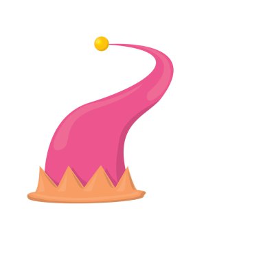 vektör funky pembe soyulmuş karikatür Noel elf şapka izole beyaz arka plan üzerinde. vektör çocuklar renkli elf şapka simgesini veya etiket. Başlık sayfası veya poster için Noel dekoratif öğe