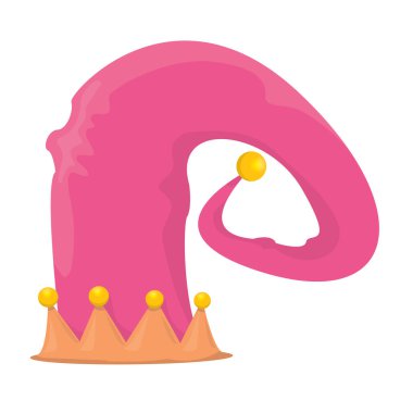 vektör funky pembe soyulmuş karikatür Noel elf şapka izole beyaz arka plan üzerinde. vektör çocuklar renkli elf şapka simgesini veya etiket. Başlık sayfası veya poster için Noel dekoratif öğe
