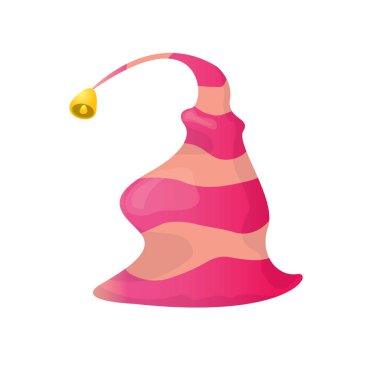 vektör funky pembe soyulmuş karikatür Noel elf şapka izole beyaz arka plan üzerinde. vektör çocuklar renkli elf şapka simgesini veya etiket. Başlık sayfası veya poster için Noel dekoratif öğe