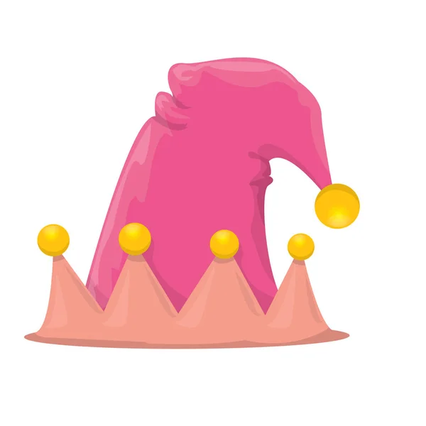 Векторний фанк рожевий смугастий мультяшний різдвяний ельф капелюх ізольований на білому тлі. векторні діти барвистий ельф капелюх значок або ярлик. Різдвяний декоративний елемент дизайну банера або плаката — стоковий вектор