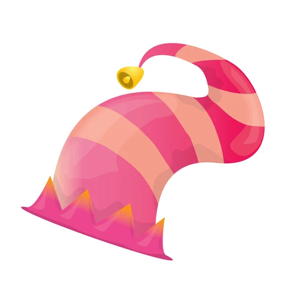 向量时髦的粉红色剥光卡通圣诞节精灵帽子查出在白色背景。向量孩子五颜六色的精灵帽子图标或标签。横幅或海报的圣诞装饰设计元素 — 图库矢量图片