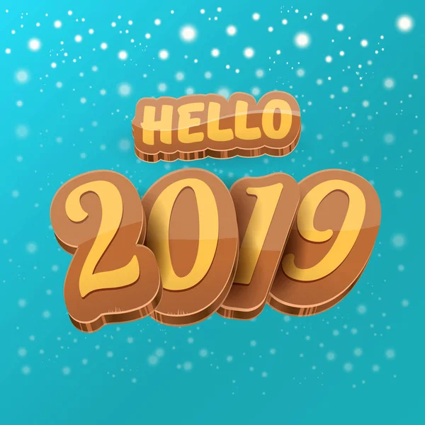 Dobrý den 2019 Happy nový rok kreativní design pozadí nebo pohlednici s barevnými čísly. Šťastný nový rok popisek nebo ikonu izolovaných na noční obloze na pozadí s hvězdami — Stockový vektor