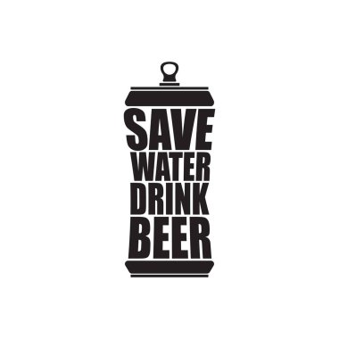 Bira şişe siluet ile su içki bira vektör poster tasarım şablonu kaydedin. Zanaat bira logo veya bira için etiket