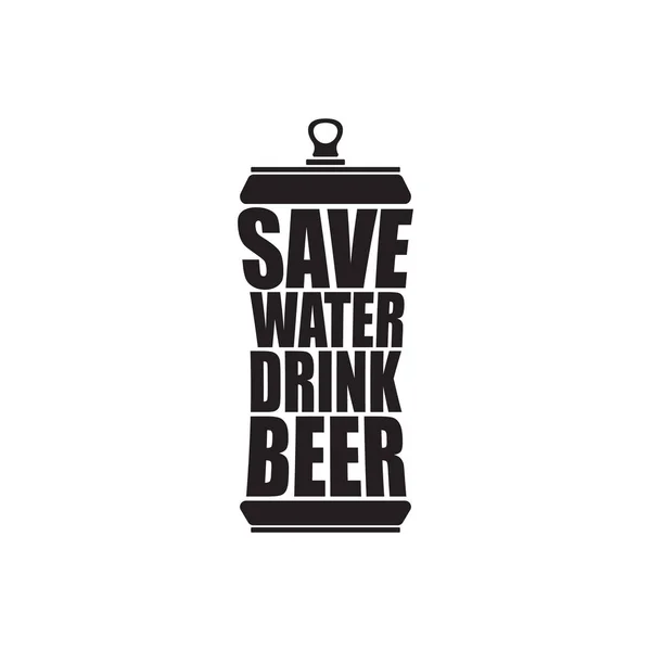 Zapisz wody pić piwo wektor plakat projekt szablonu z sylwetka butelkę piwa. Craft Piwo logo lub etykietę dla browaru — Wektor stockowy