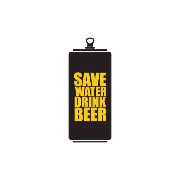 Save water drink beer vector poster design template with beer bottle silhouette. Craft beer logo or label for brewery — Stock Vector