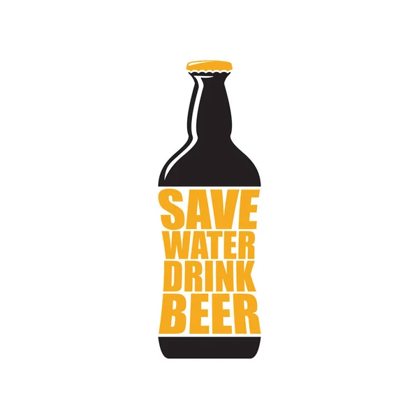 Αποθήκευση νερού μπύρα ποτό διάνυσμα αφίσα πρότυπο σχεδίασης με μπύρα μπουκάλι σιλουέτα. Μπύρα σκάφη λογότυπο ή ετικέτα για την ζυθοποιία — Διανυσματικό Αρχείο