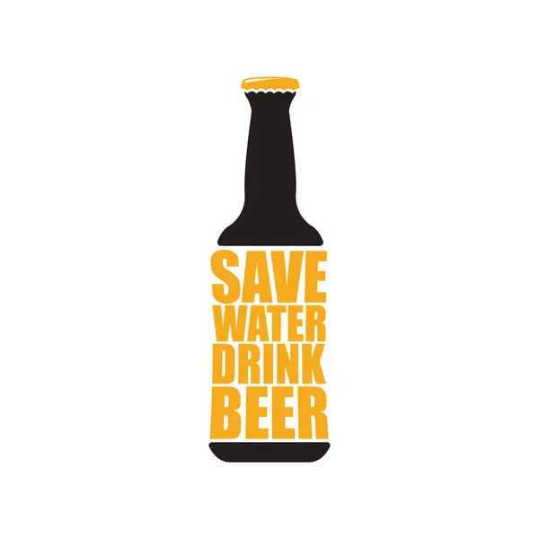 Αποθήκευση νερού μπύρα ποτό διάνυσμα αφίσα πρότυπο σχεδίασης με μπύρα μπουκάλι σιλουέτα. Μπύρα σκάφη λογότυπο ή ετικέτα για την ζυθοποιία — Διανυσματικό Αρχείο